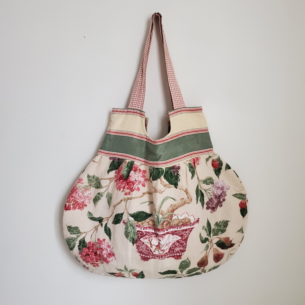 Handmade Floral Print Canvas Tote Weekender Hobo Bag